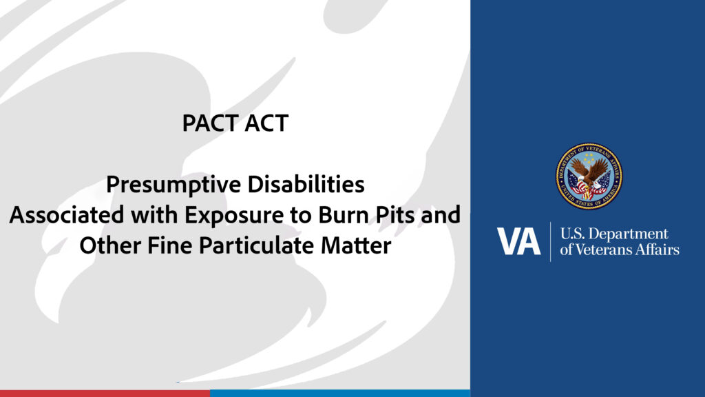 List of locations and disabilities that qualify for presumptive service connection based on burn pit exposure